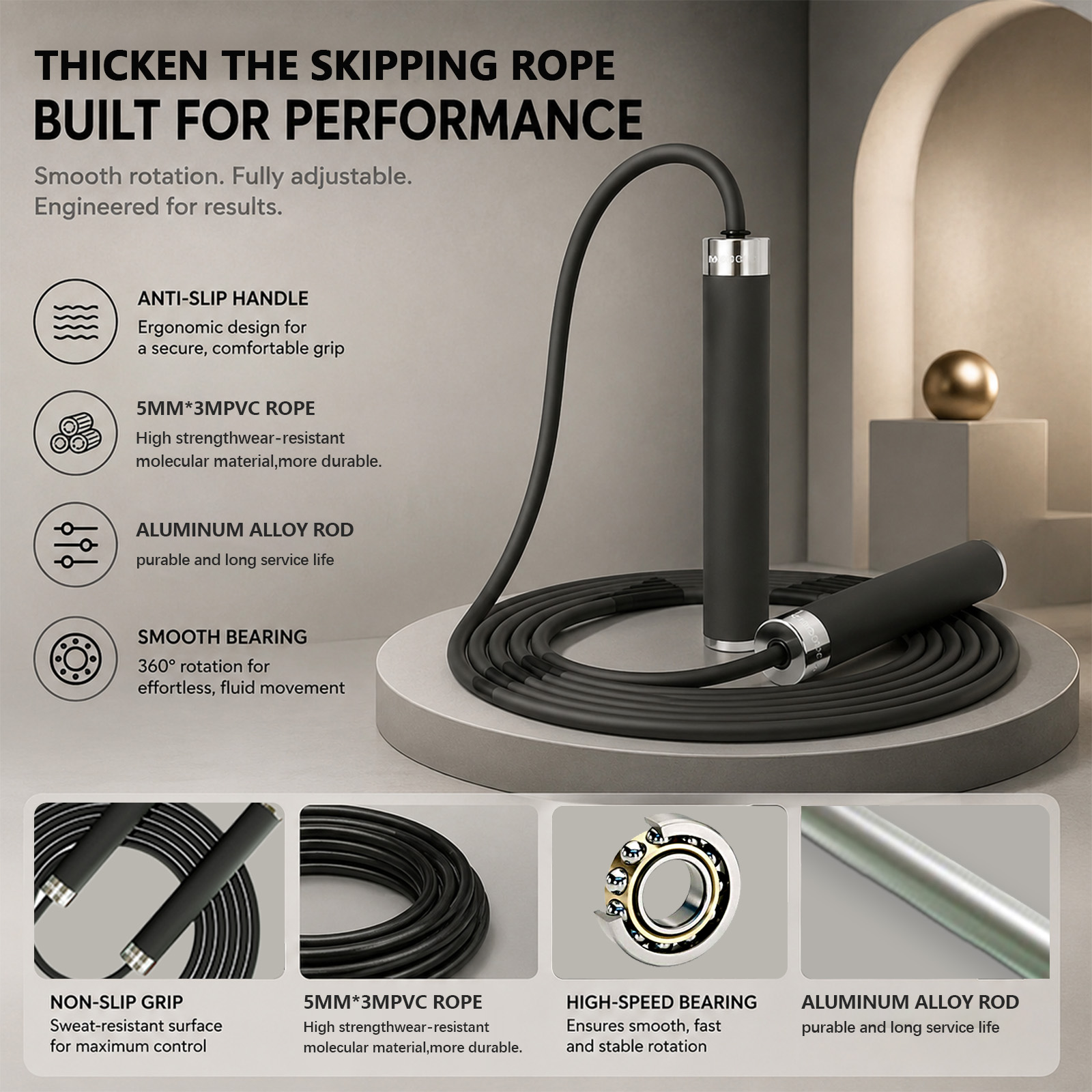 Skipping Rope Pvc - Cuerda de Saltar para Boxeo, Ejercicio